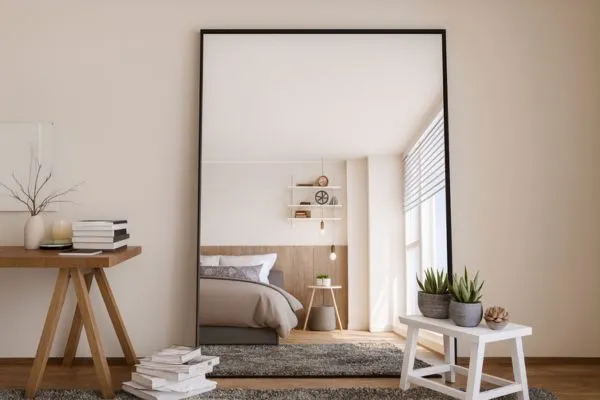 آینه قدی در اتاق خواب